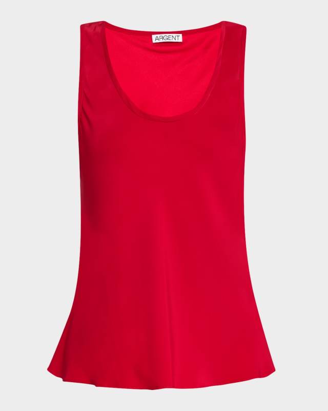 Scoop-Neck Silk Charmeuse Tank